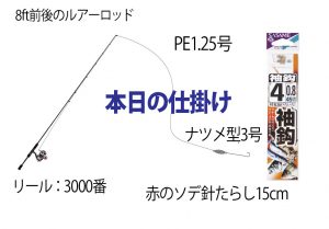 当日のハゼ釣り仕掛けの図