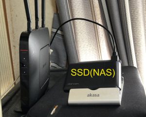 無線ルーターと外付けSSD