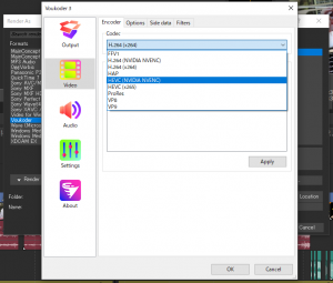 Voukoderでのコーデックの設定画面