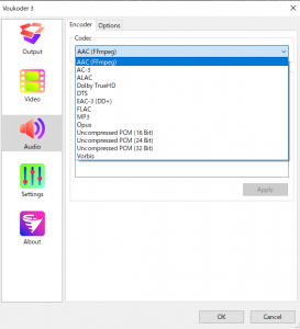Audioコーデックも色々あります