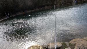 水面が波立つほどの強風が吹いている