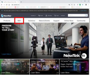 NDI HX CameraのNewTekTV社のホームページ