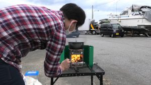 焚き火台 で２度目の湯沸かし