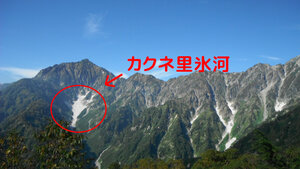 日本にある氷河 の１つ、カクネ里氷河
